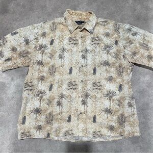 Mens Consensus Sportswear Button Down Short Sleeve Beach Print 100% Cotton Sz xL